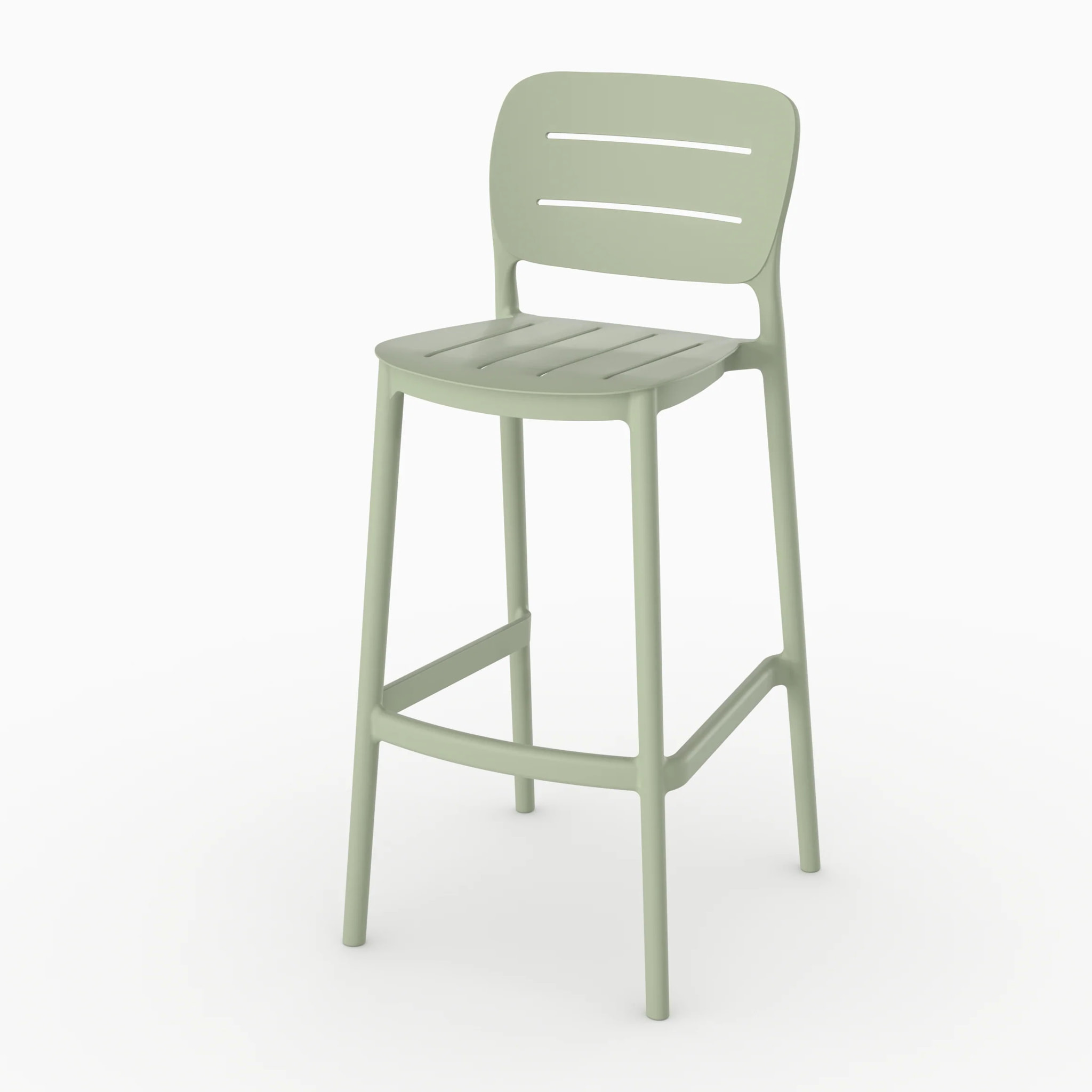 Lot de 2 chaises de bar de jardin 75 cm en plastique vert pastel - Lola