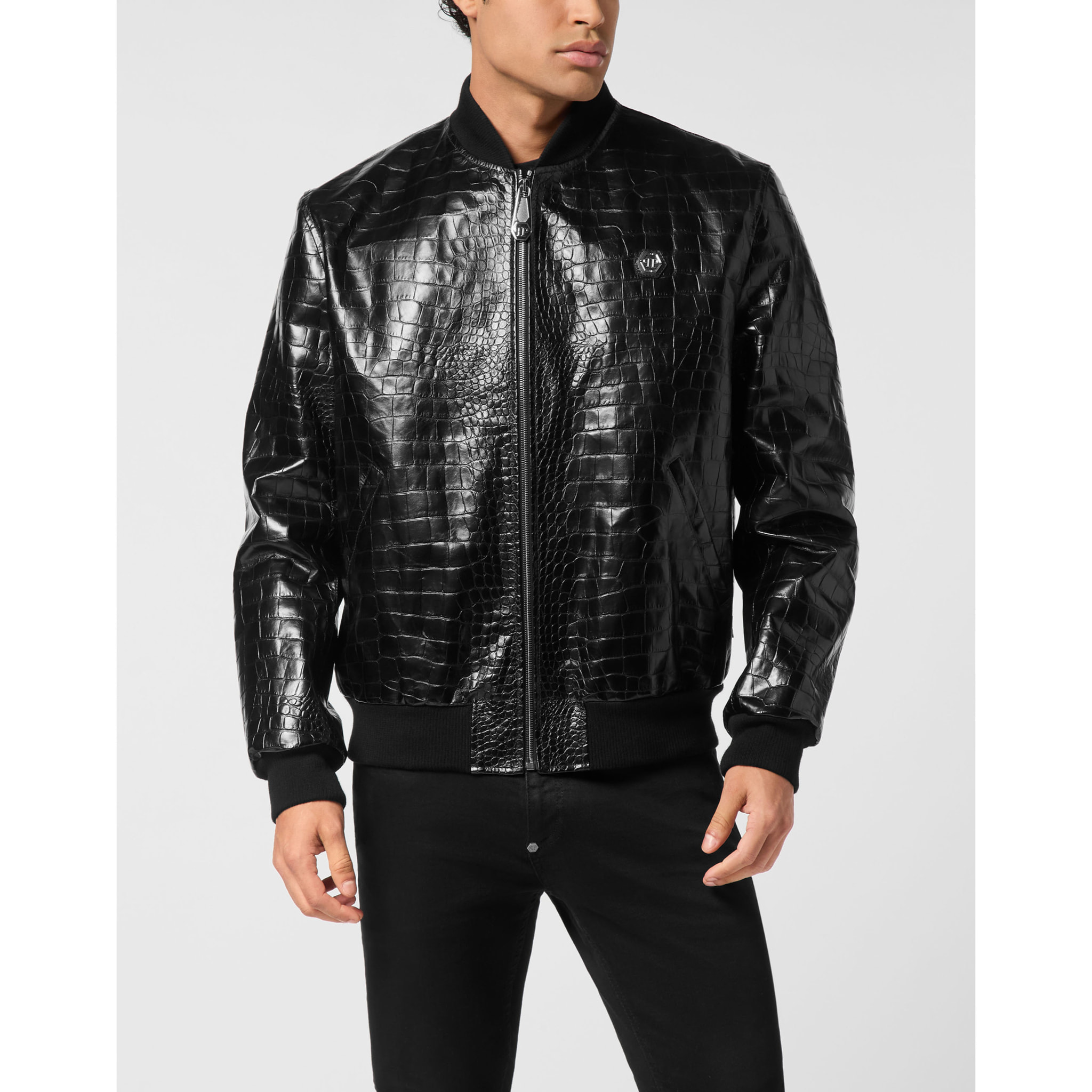 PHILIPP PLEIN Leather Bomber COCCO