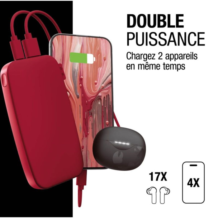 Batterie externe FRESH'N REBEL 12000mAh USB-C ultra-rapide 20W Rouge