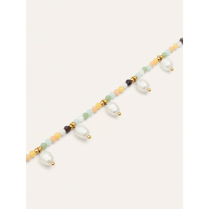 Collana Crystal Pearls in Acciaio Placcato Oro