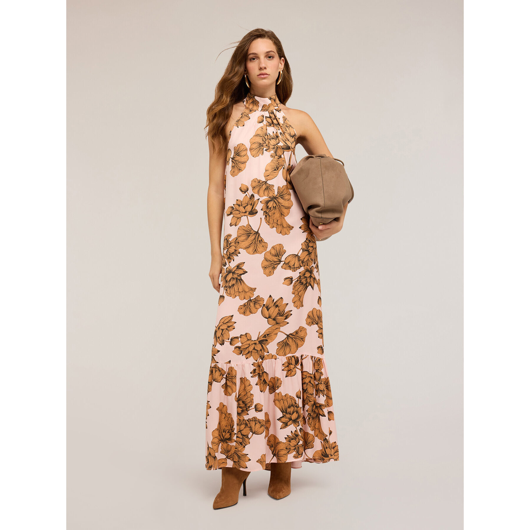 Motivi - Vestido largo floral - Rosa cipria