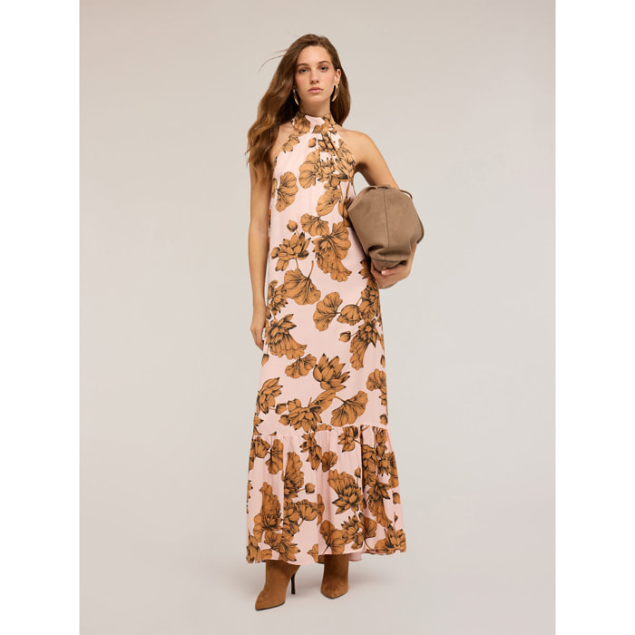 Motivi - Vestido largo floral - Rosa cipria