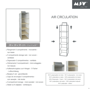 Penderie vêtements PP aéré 5 compartiments Gris & Beige MSV
