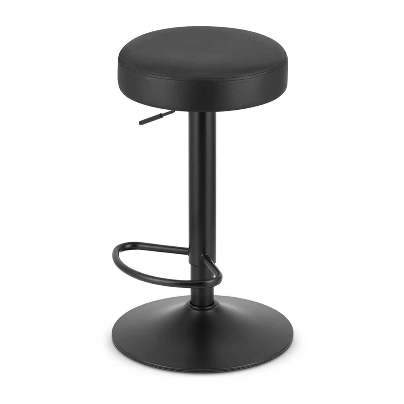 Sgabello da bar ROJST in ecopelle nera con base nera