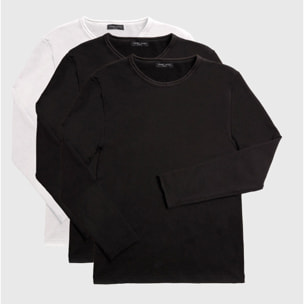 Confezione da 3 magliette termiche a maniche lunghe da donna, bianche e nere