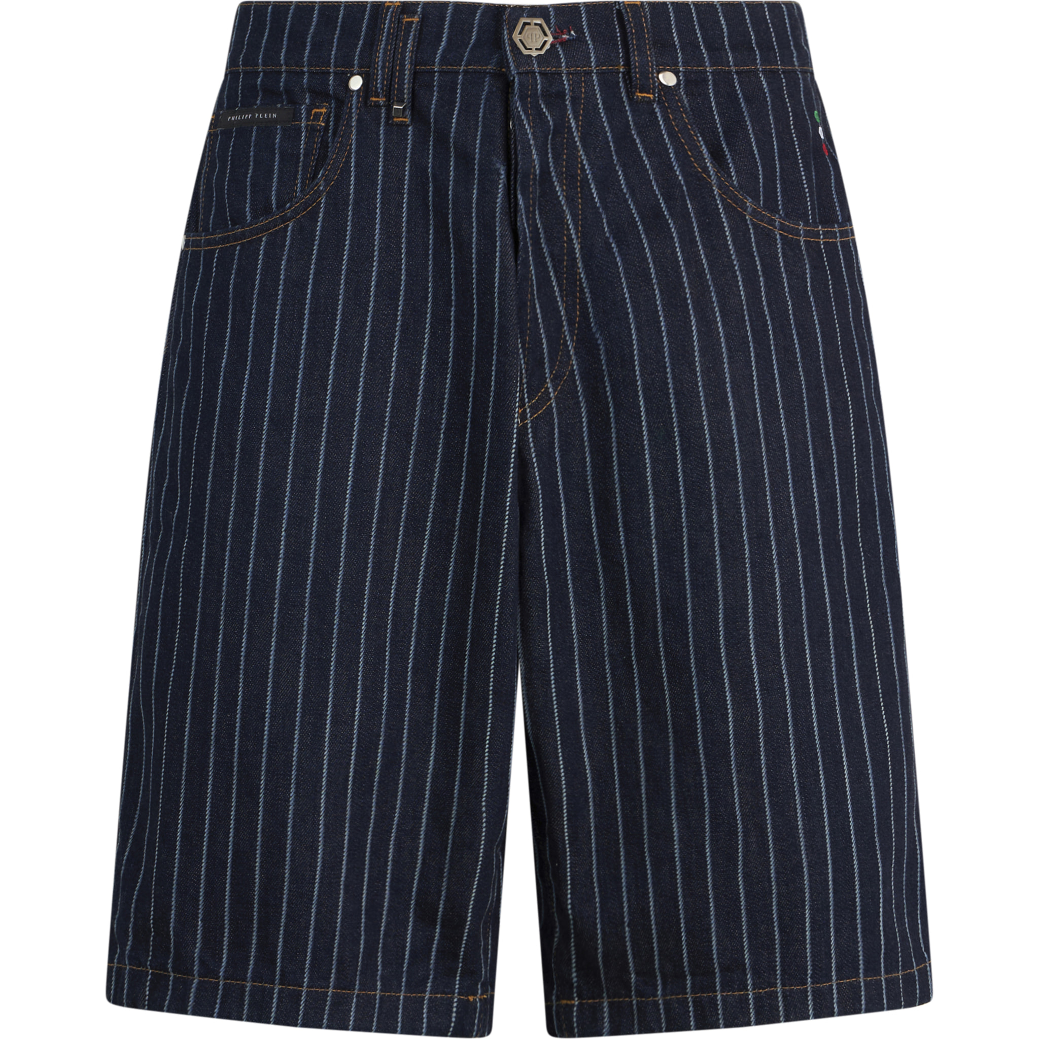 PHILIPP PLEIN Denim Shorts Pinstripe