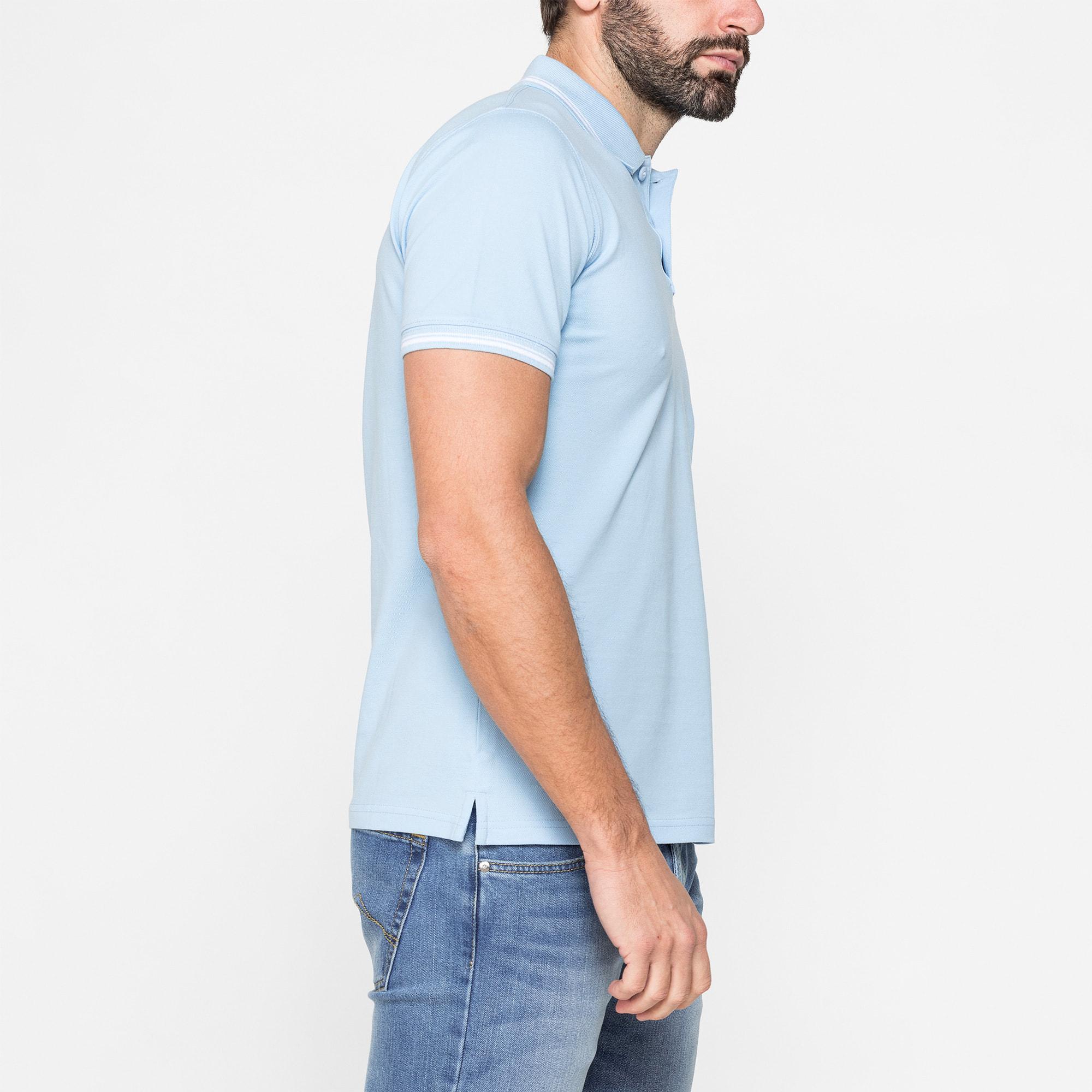 POLO IN PIQUET DI COTONE CON TIPPING A CONTRASTO