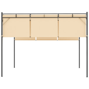 Pergola rétractable dim. 3L x 3l x 2,2H m structure acier époxy anticorrosion noir triple toile polyester haute densité beige