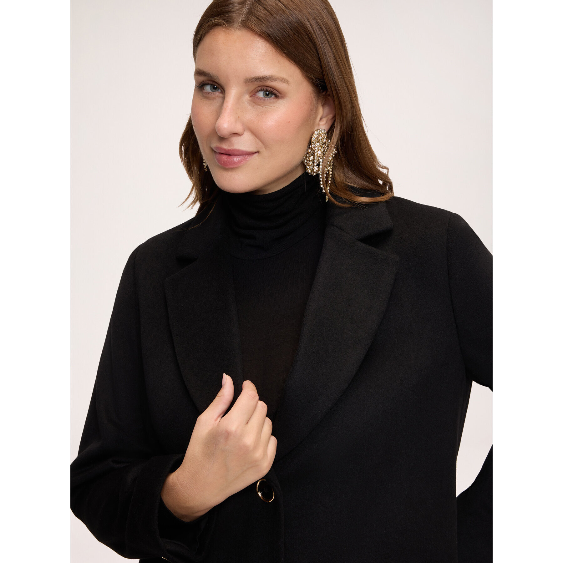Fiorella Rubino - Cappotto monopetto misto lana - Nero