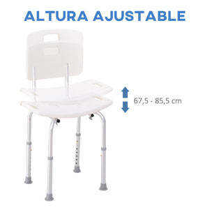 Silla Ducha Aluminio Baño Taburete Regulable + Respaldo Silla Antideslizante WC