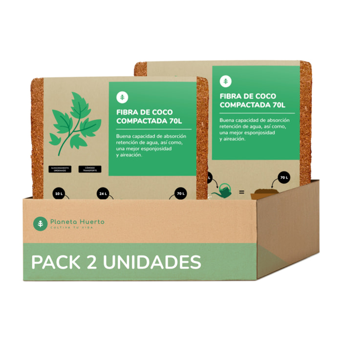 PLANETA HUERTO | Sustrato Fibra de Coco 140 Litros | Retención de Humedad y Aireación | Ideal para Cultivo Orgánico