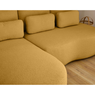 Mahina - canapé d'angle gauche - 4 places - convertible avec coffre - en tissu bouclette - Jaune