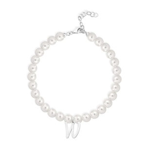 Bracciale Fujiko con Pendente Lettera W Perle Argento