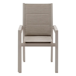 Fauteuil de jardin empilable "Allure" beige & avoine aluminium et texaline