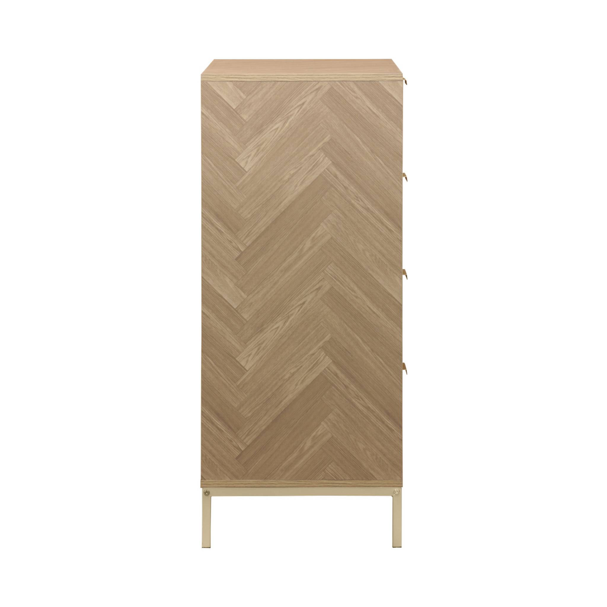 Commode Budapest. quatre tiroirs. décor chevrons L 80 x l 40 x H 95cm
