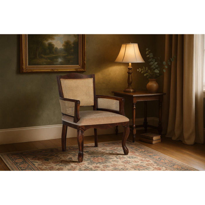 Sillón de Madera de Acacia 64 Cm Estilo Rústico Vintage