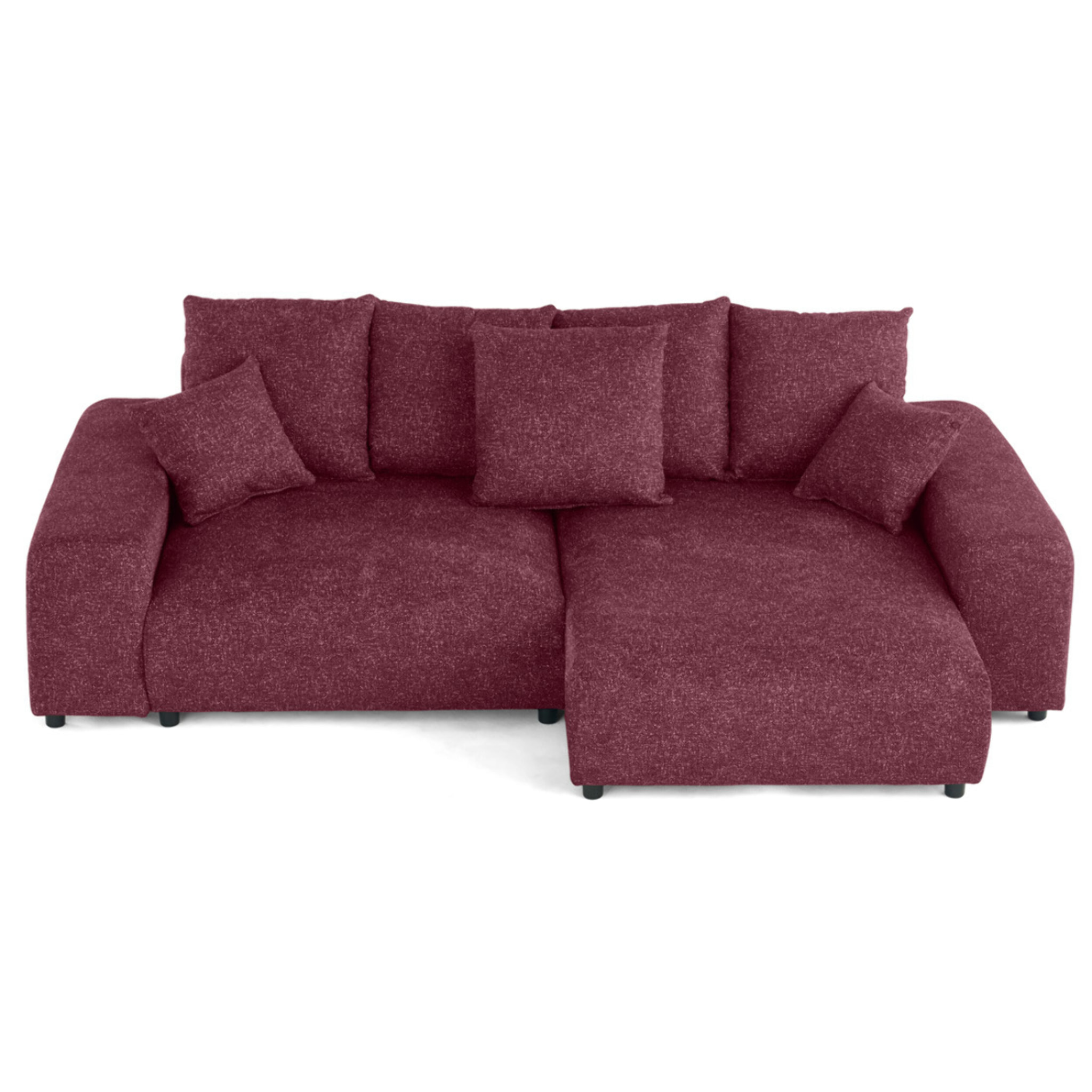 Spice - canapé d'angle réversible 4 places convertible avec coffre en tissu moucheté - Prune