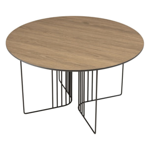 JULIA - Table basse biseautée 70x70cm mocha pieds graphiques métal noir