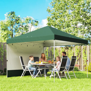 Carpa Plegable 3x3 m, Pop-up, con Pared Lateral, Cenador de Jardín con Protección UPF50+, Empuje Central, Altura Ajustable, Bolsa de Transporte, Gazebo para Camping, Exterior, Verde