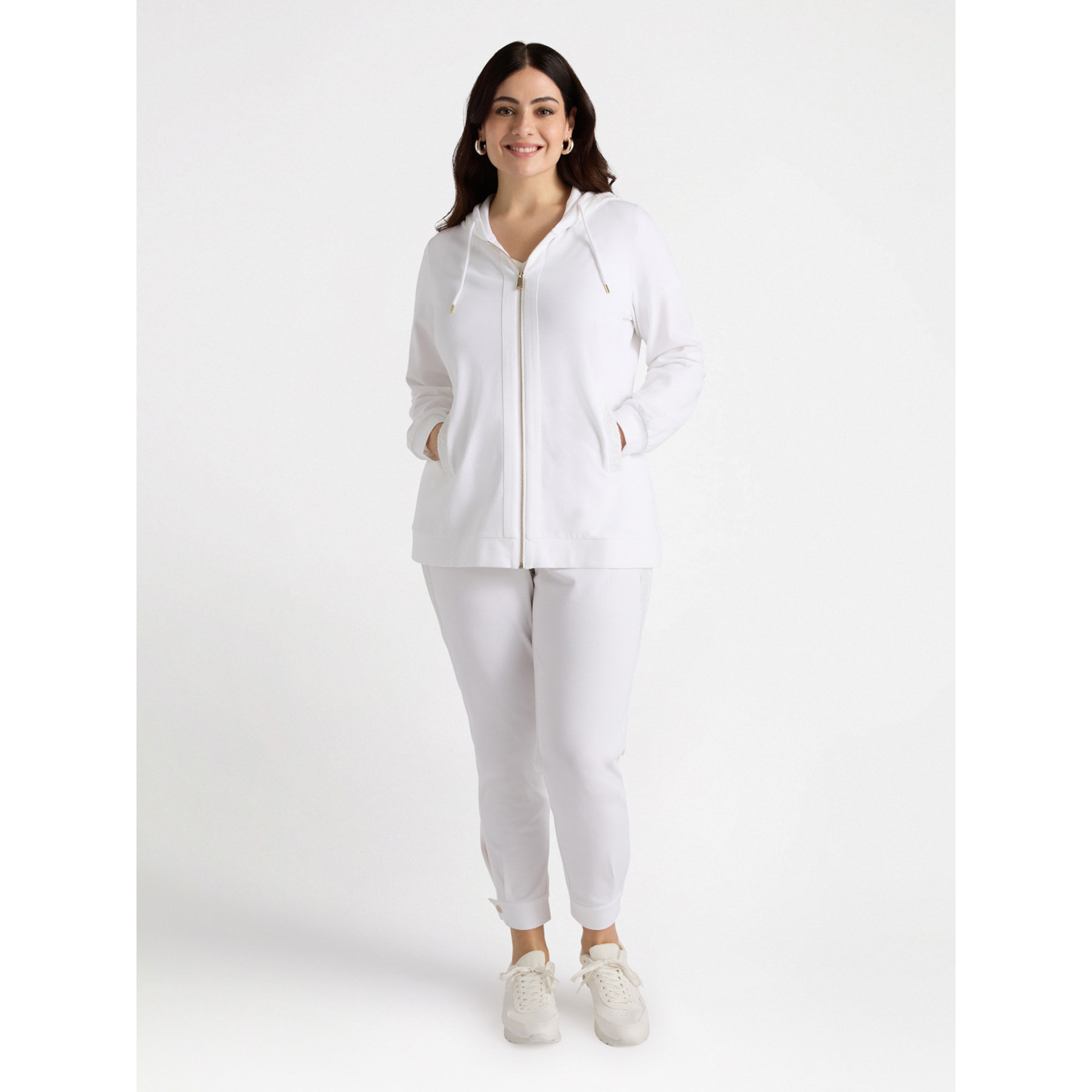 Fiorella Rubino - Pantalones con bordes de red bordada - Blanco