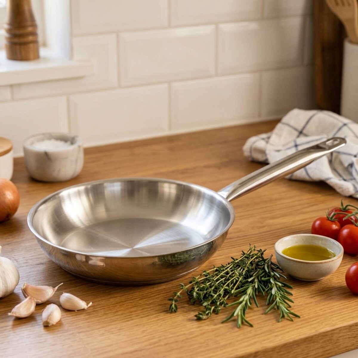 Poêle à frire en inox 18/10 sans revêtement Elo Profi Therm