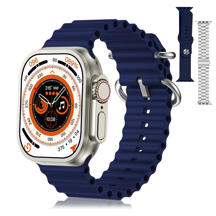 DAM Smartwatch Z87 Ultra triple pulsera. Funciones outdoor, llamadas BT, notificaciones push. Decenas de modos deportivos. 4,4x1,3x4,9 Cm. Color: Azul Oscuro