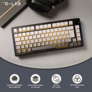 Clavier gamer sans fil THE G-LAB Keyz Elite 300 RGB Triple Mode Gris