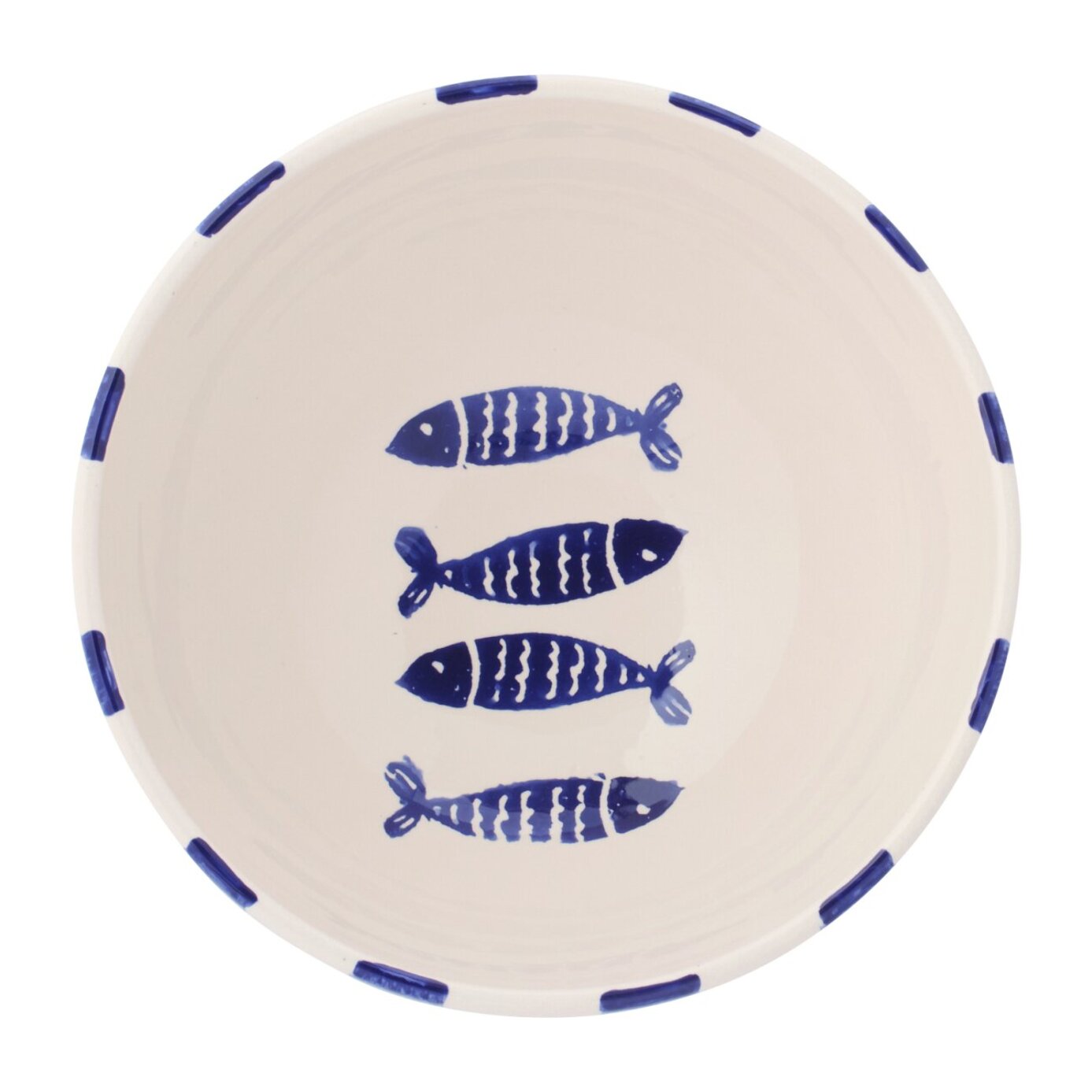 J-Line Bol Poisson Ligné - céramique - bleu foncé - large