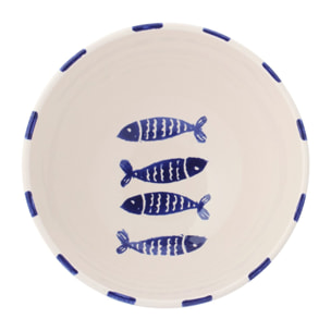 J-Line Bol Poisson Ligné - céramique - bleu foncé - large