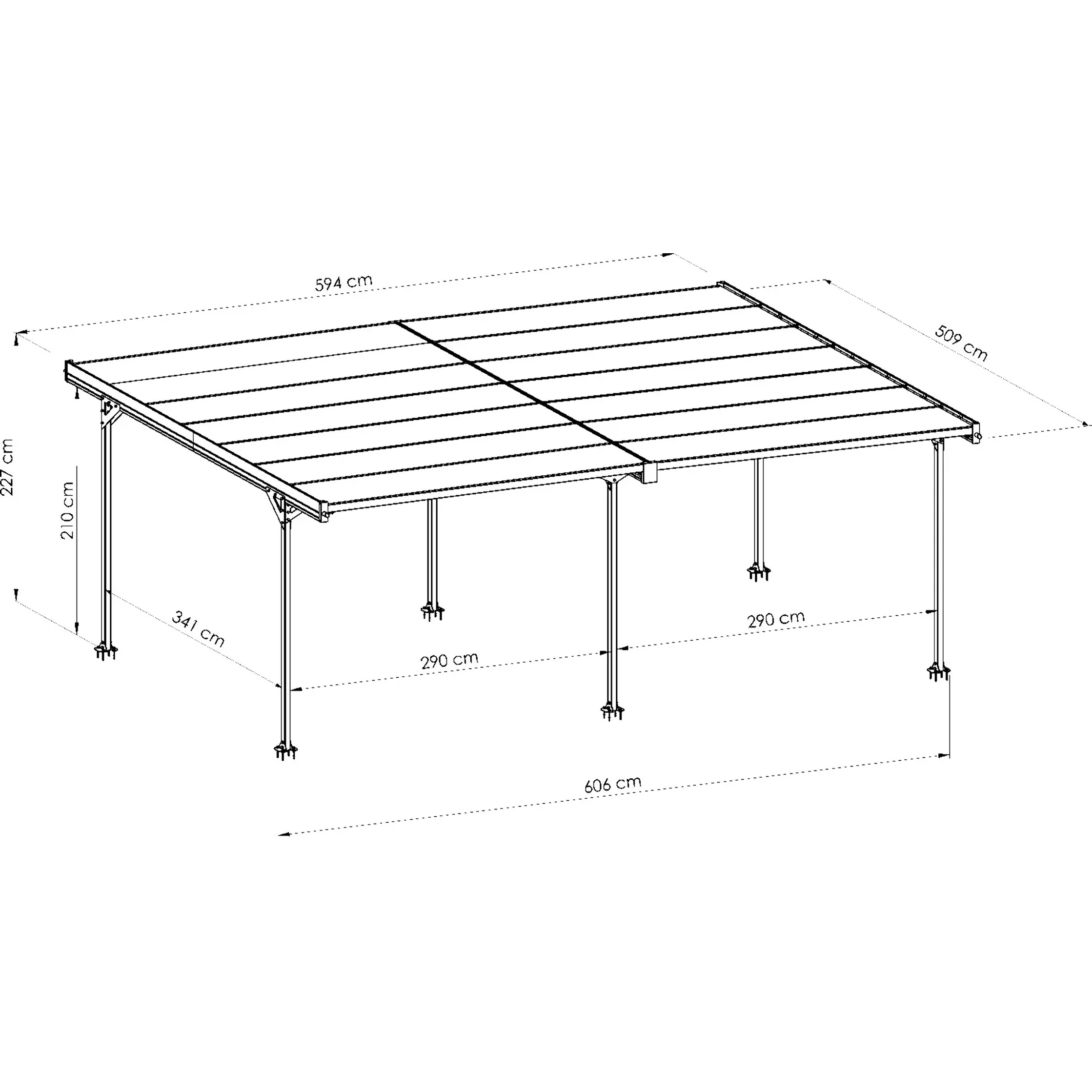 Carport double aluminium Trigano - Mistral Double - 30 m²