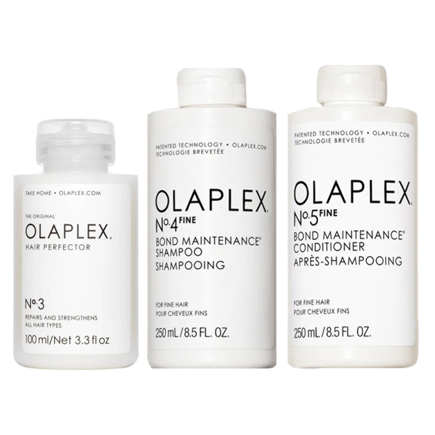 OLAPLEX Kit Bond Maintenance Hair Perfector N°3 100ml + Shampoo N°4 Fine 250ml + Conditioner N°5 Fine 250ml