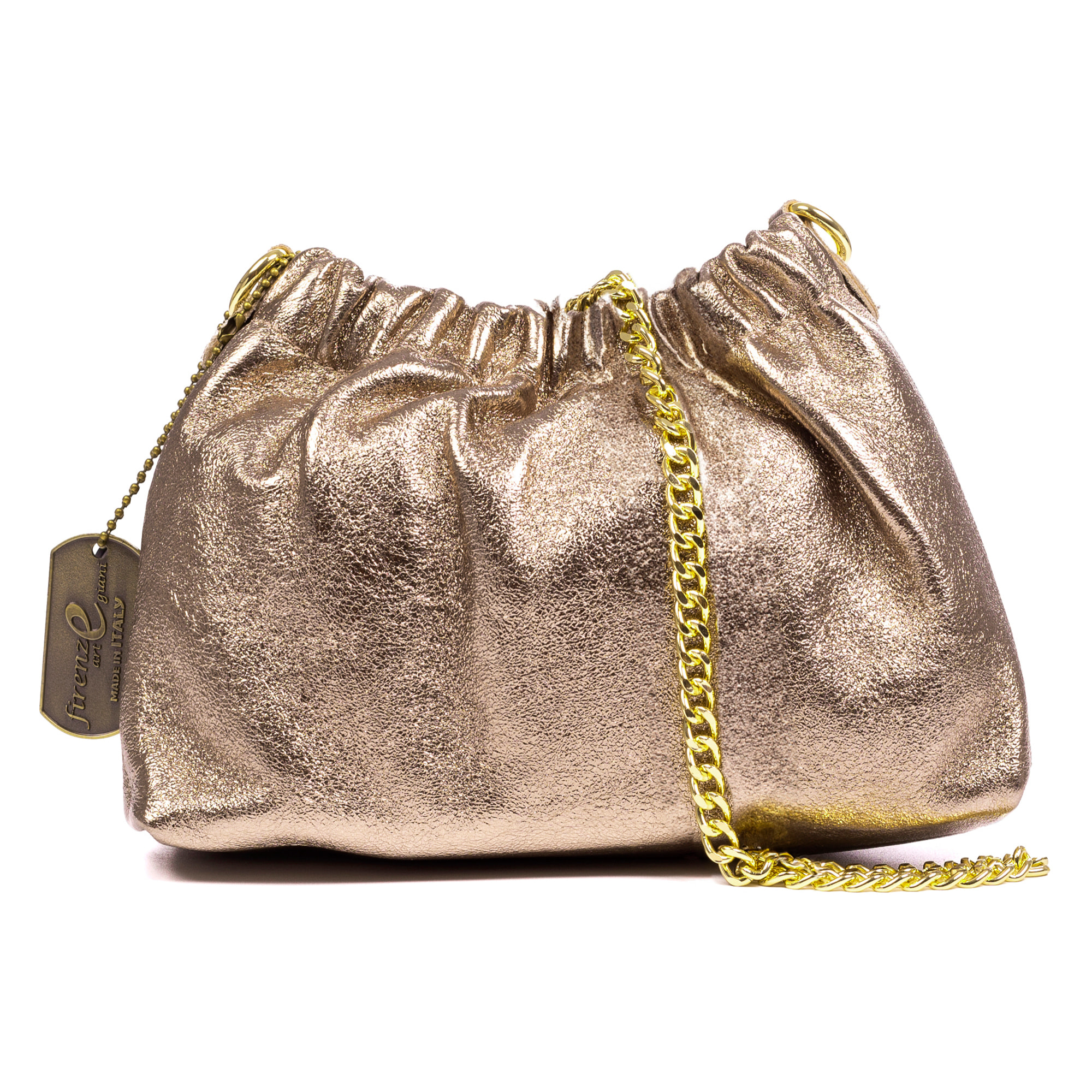 Ascea bolso bandolera piel auténtica laminado con correa metal