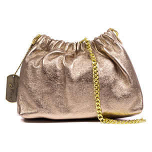 Ascea bolso bandolera piel auténtica laminado con correa metal