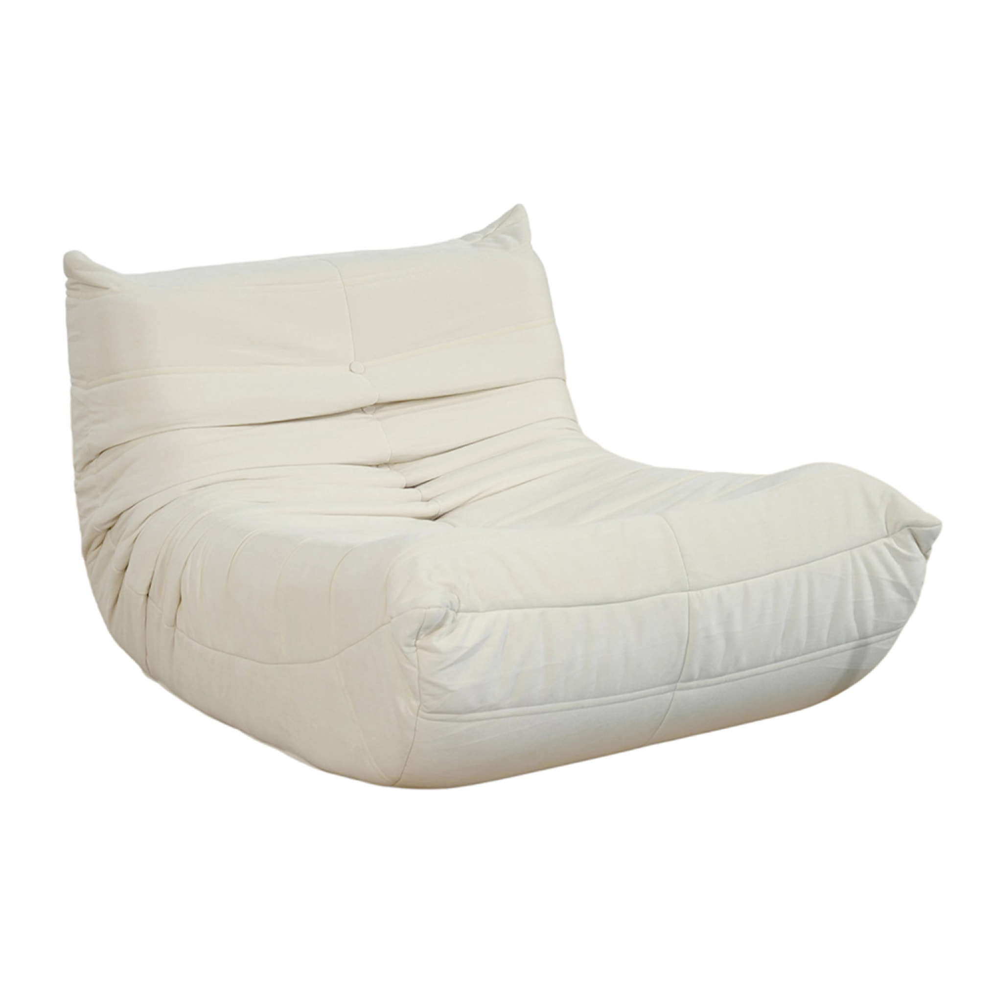 Fauteuil compressé en velours beige ALBA