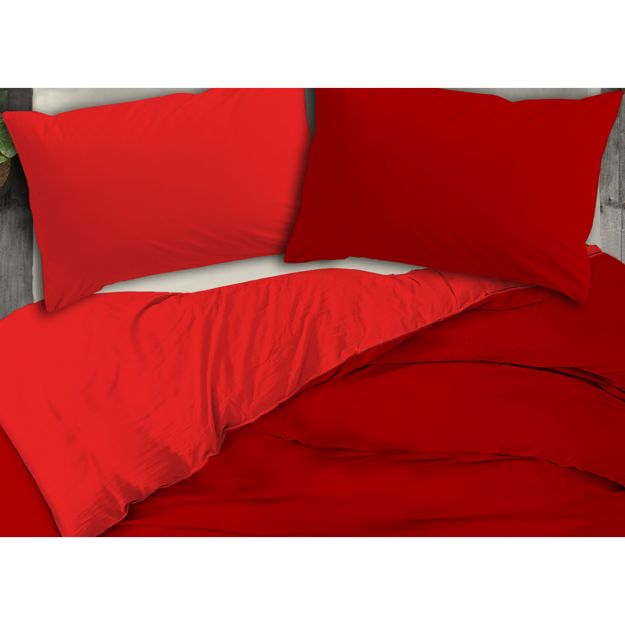 Copripiumino No Stiro Tinta Unita Bicolor Francesca Bordeaux Rosso