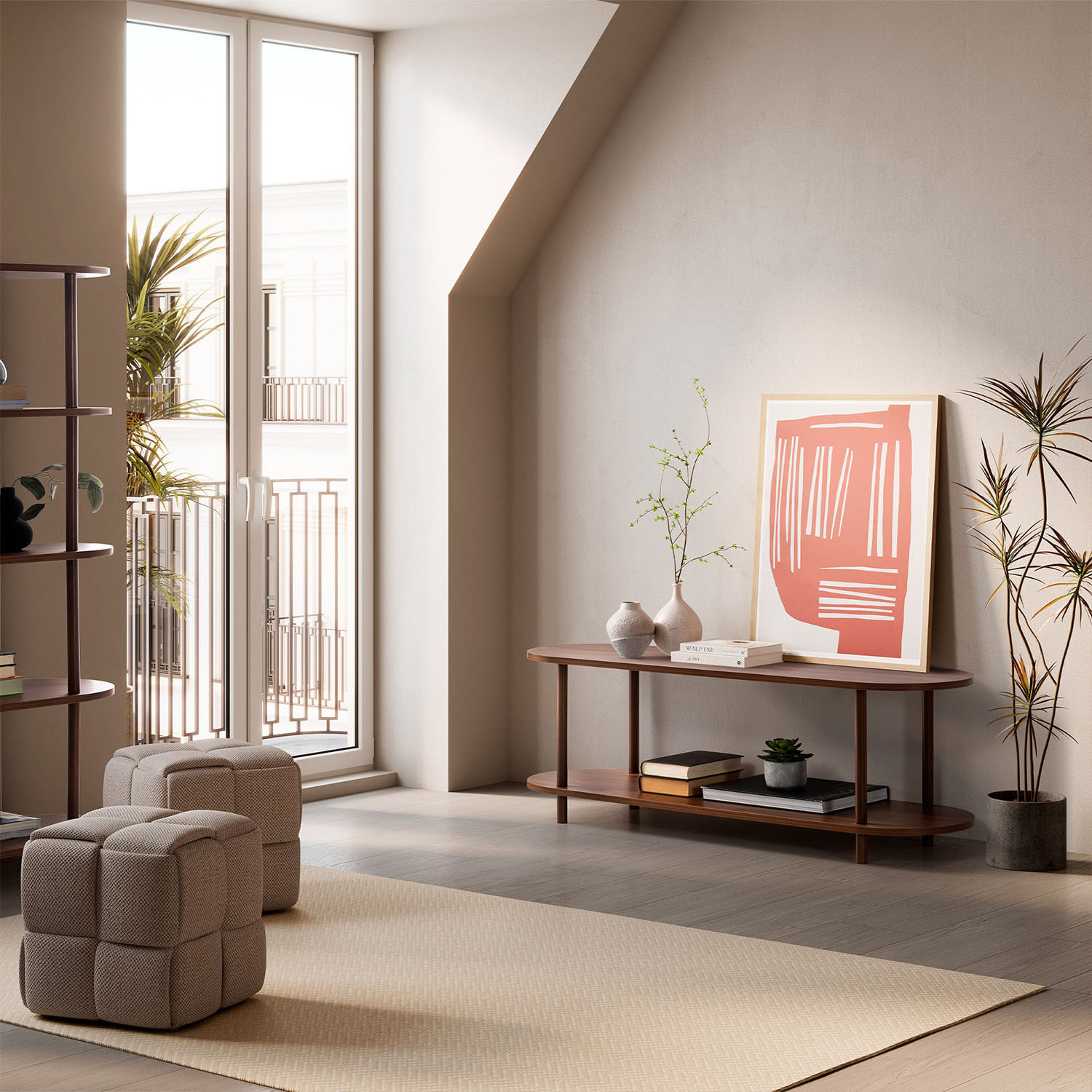 Mueble tv Montana 2 estantes efecto Nogal