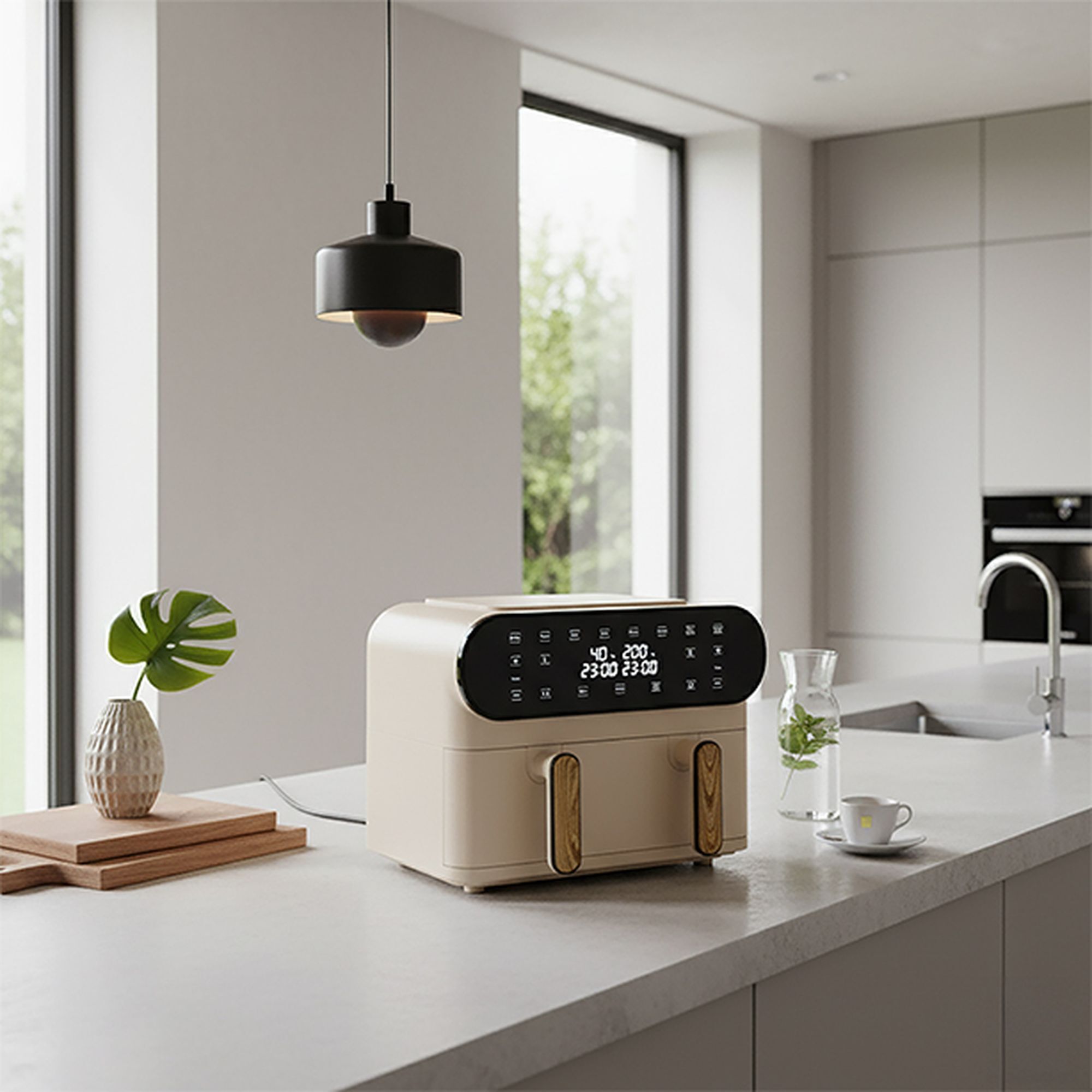 Friteuse sans huile double cuve 11L crème COLORAMA