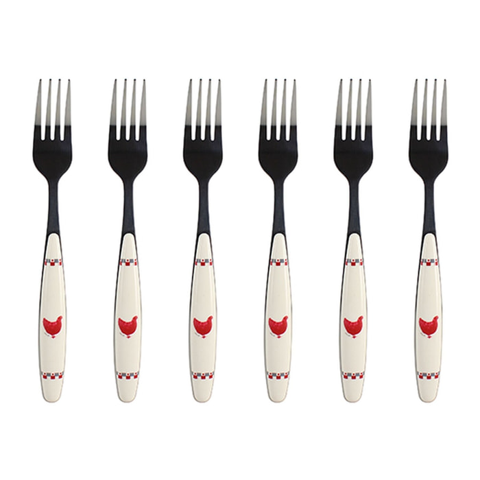 Lot de 6 fourchettes en acier inoxydable  GALLINA