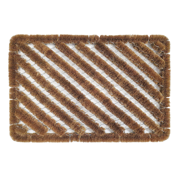 Paillasson en coco et métal ajouré - Marron Brun