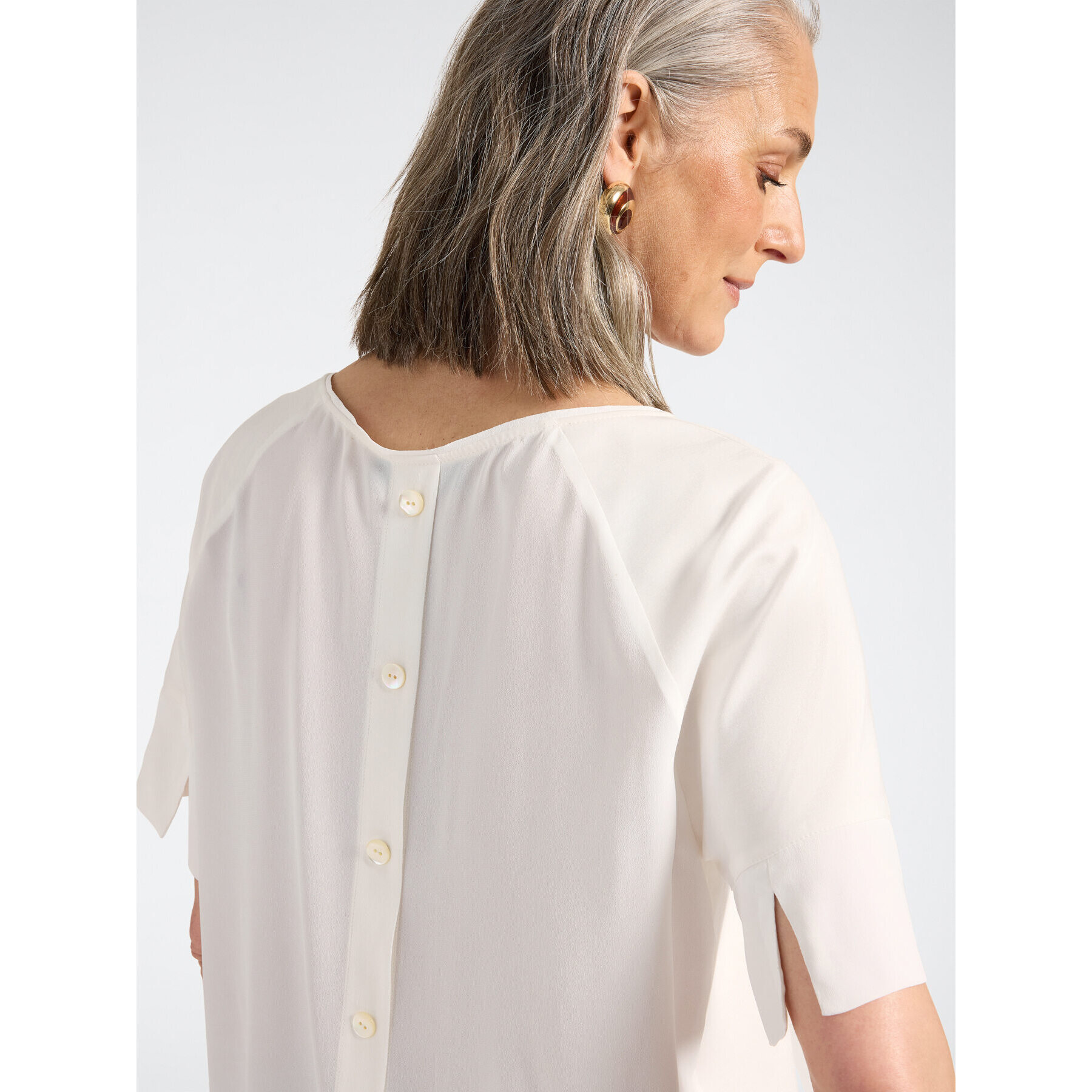 Elena Mirò - Camiseta con botones en la espalda - Blanco