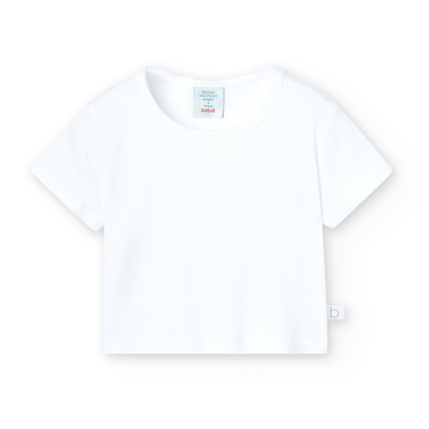 Camiseta niÃ±a, canalÃ© lisa, mangas cortas, blanco