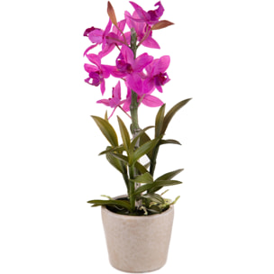 Orchidea Con Vaso. Altezza 43 Cm - Pezzi 1 - 20X43X18cm - Colore: Rosa - Bianchi Dino - Piante Artificiali