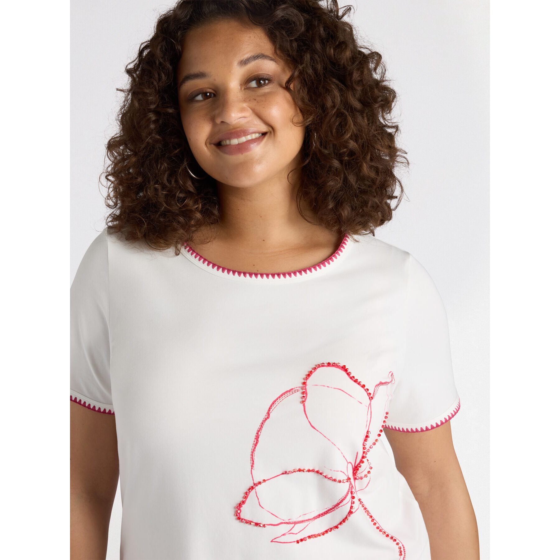 Fiorella Rubino - T-shirt con ricamo floreale - Bianco