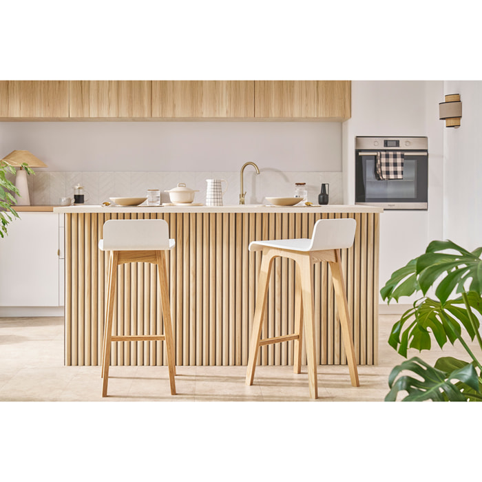 Chaise de bar scandinave 75 cm bois et blanc BALTIK
