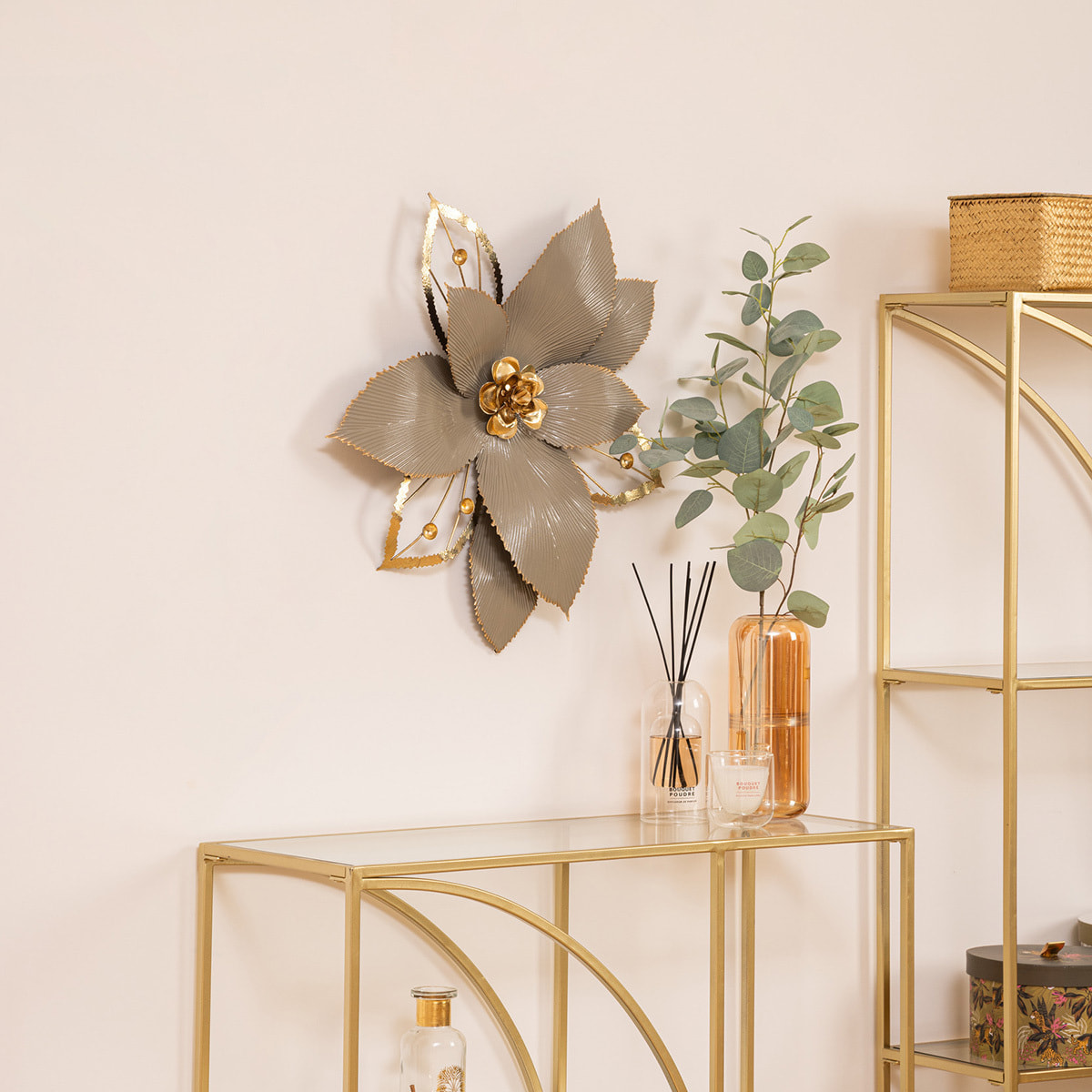Déco murale Marjorie métal doré 54x56cm