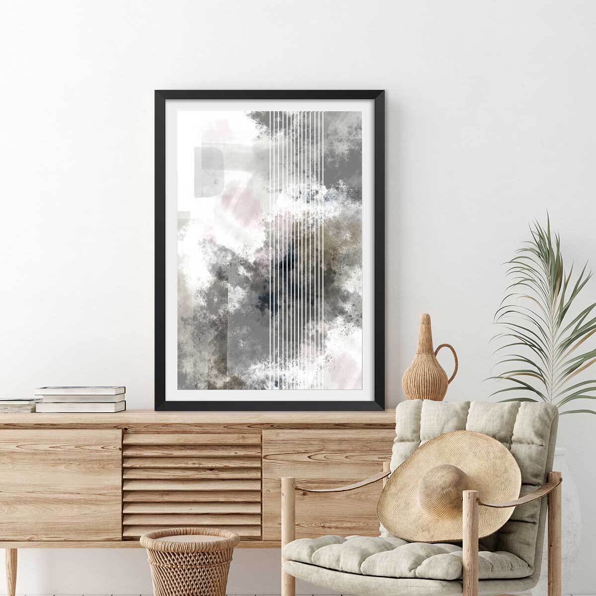 Affiche Melva Stripes Affiche + cadre en bois - Noir