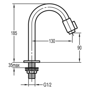 Robinet simple lave-mains type bar eau froide PAINI Espace toilette chromé