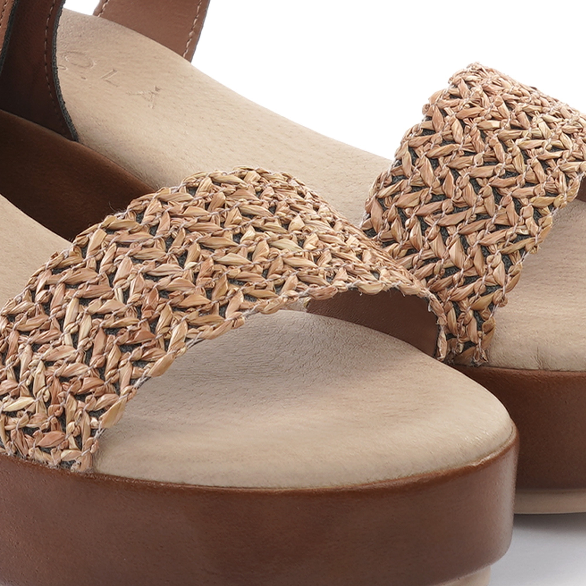 SANDALO ZEPPA FASCIA INTRECCIATA CUOIO