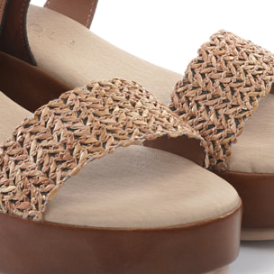 SANDALO ZEPPA FASCIA INTRECCIATA CUOIO