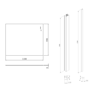 Pare-muret 120x100cm Paroi en verre Crystal Glass® 8 mm anticalcaire, avec bras et profilés noir mat (SATBWIS120KSPRC)